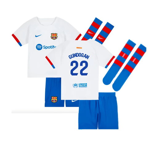 2023-2024 Barcelona Away Little Boys Mini Kit (Gundogan 22) 2023-2024 Barcelona Away Little Boys Mini Kit (Gundogan 22)