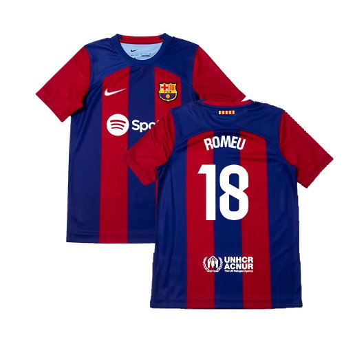 2023-2024 Barcelona Home Shirt (Kids) (Romeu 18) 2023-2024 Barcelona Home Shirt (Kids) (Romeu 18)