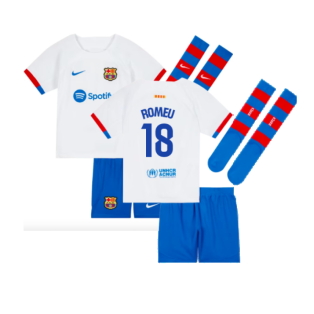 2023-2024 Barcelona Away Little Boys Mini Kit (Romeu 18)