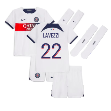 2023-2024 PSG Away Little Boys Mini Kit (Lavezzi 22)