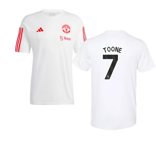 2023-2024 Man Utd Training Tee (White) (Toone 7)