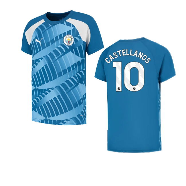 2023-2024 Man City Pre-Match Jersey (Lake Blue) (Castellanos 10)