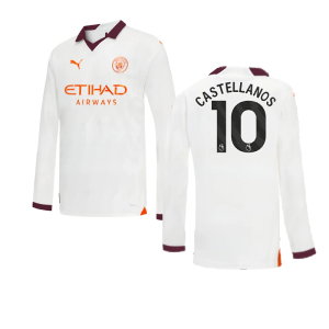 2023-2024 Man City Long Sleeve Away Shirt (Kids) (Castellanos 10)
