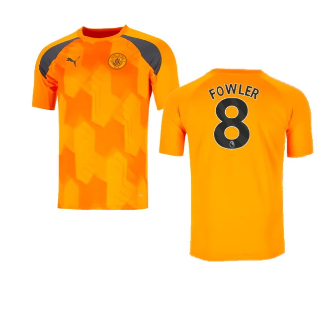 2023-2024 Man City Pre-Match Jersey (Orange) (Fowler 8)