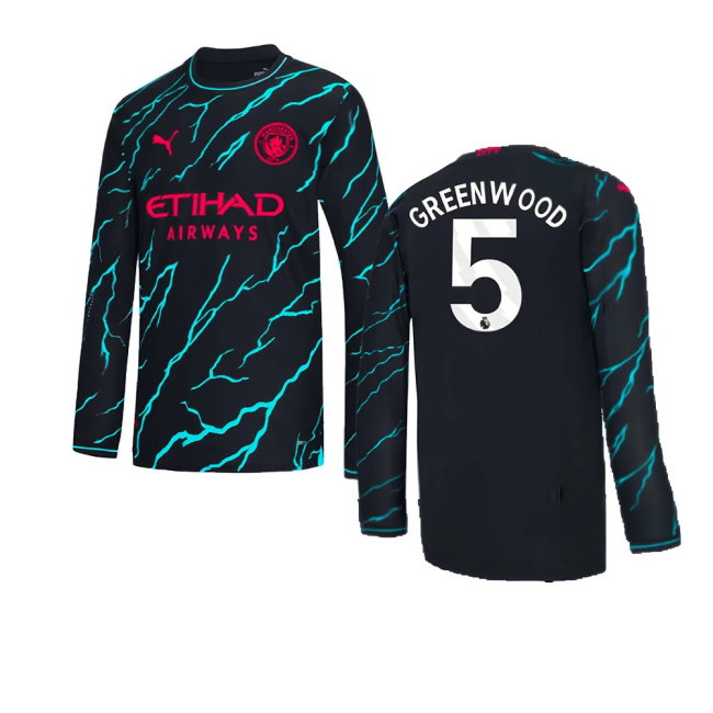 2023-2024 Man City Long Sleeve Third Shirt (Greenwood 5)