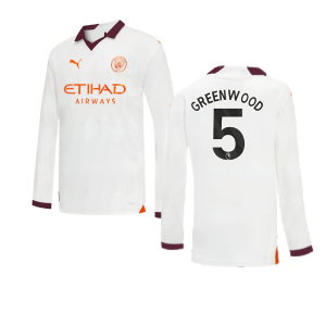 2023-2024 Man City Long Sleeve Away Shirt (Kids) (Greenwood 5)