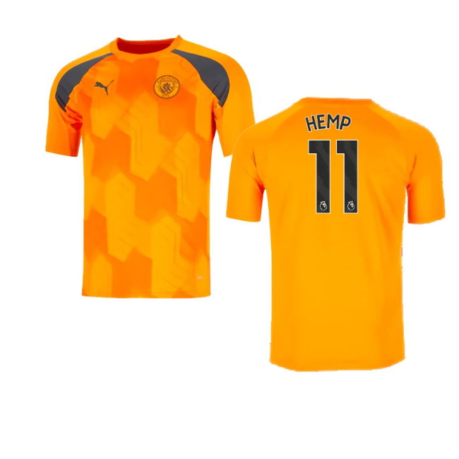 2023-2024 Man City Pre-Match Jersey (Orange) (Hemp 11)