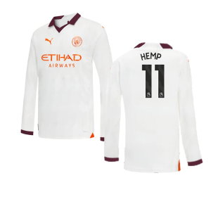 2023-2024 Man City Long Sleeve Away Shirt (Kids) (Hemp 11)