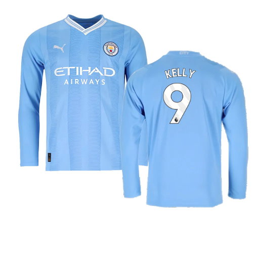 2023-2024 Man City Long Sleeve Home Shirt (Kelly 9)