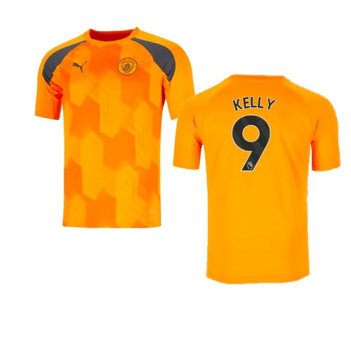 2023-2024 Man City Pre-Match Jersey (Orange) (Kelly 9)