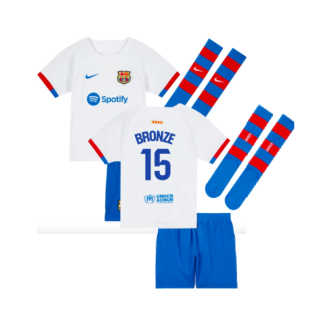2023-2024 Barcelona Away Little Boys Mini Kit (Bronze 15)