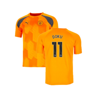 2023-2024 Man City Pre-Match Jersey (Orange) (Doku 11)