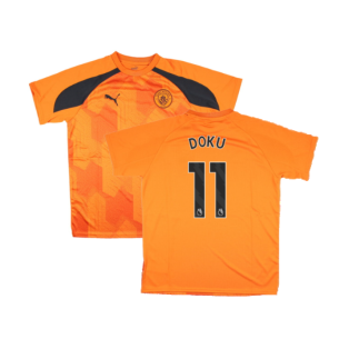 2023-2024 Man City Pre-Match Jersey (Orange) - Kids (Doku 11)