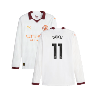 2023-2024 Man City Long Sleeve Away Shirt (Doku 11)