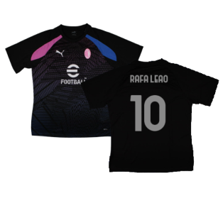 2023-2024 AC Milan Pre-Match Jersey (Black) (Rafa Leao 10)