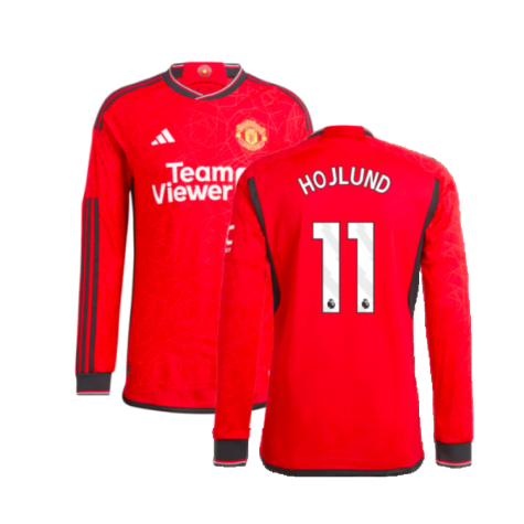 2023-2024 Man Utd Long Sleeve Home Shirt (Hojlund 11)