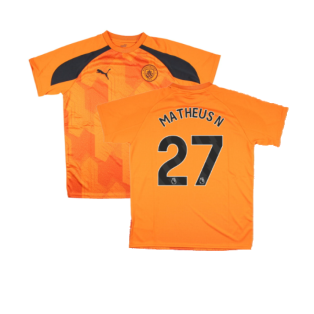 2023-2024 Man City Pre-Match Jersey (Orange) - Kids (Matheus N 27)