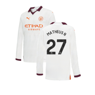 2023-2024 Man City Long Sleeve Away Shirt (Kids) (Matheus N 27)