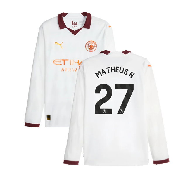 2023-2024 Man City Long Sleeve Away Shirt (Matheus N 27)