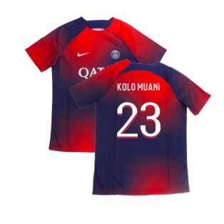 2023-2024 PSG Academy Pro Dri-FIT Pre-Match Shirt (Red) (Kolo Muani 23)