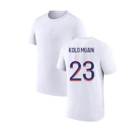 2023-2024 PSG Premium Essentials T-shirt (White) (Kolo Muani 23)