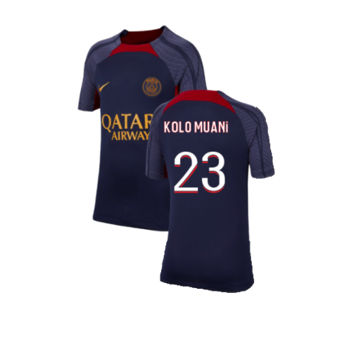 2023-2024 PSG Strike Dri-Fit Training Shirt (Navy) - Kids (Kolo Muani 23)