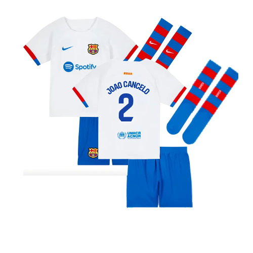 2023-2024 Barcelona Away Little Boys Mini Kit (Joao Cancelo 2) 2023-2024 Barcelona Away Little Boys Mini Kit (Joao Cancelo 2)