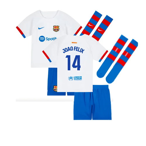 2023-2024 Barcelona Away Little Boys Mini Kit (Joao Felix 14) 2023-2024 Barcelona Away Little Boys Mini Kit (Joao Felix 14)