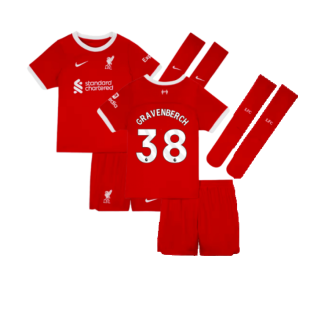 2023-2024 Liverpool Home Little Boys Mini Kit (Gravenberch 38)