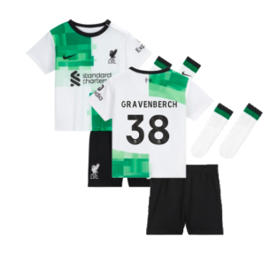 2023-2024 Liverpool Away Little Boys Mini Kit (Gravenberch 38)