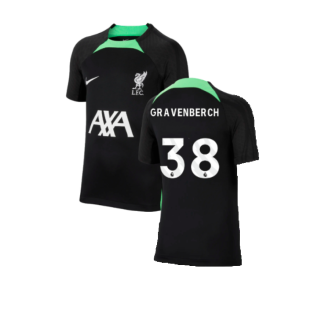 2023-2024 Liverpool Strike Dri-Fit Training Shirt (Black) - Kids (Gravenberch 38)