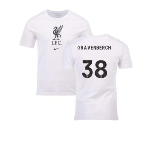 2023-2024 Liverpool Crest Tee (White) (Gravenberch 38)