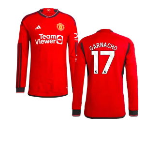 2023-2024 Man Utd Authentic Long Sleeve Home Shirt (Garnacho 17)