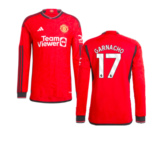 2023-2024 Man Utd Long Sleeve Home Shirt (Garnacho 17)