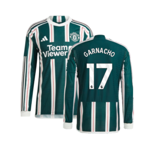 2023-2024 Man Utd Authentic Long Sleeve Away Shirt (Garnacho 17)