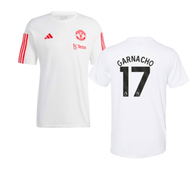 2023-2024 Man Utd Training Tee (White) (Garnacho 17)