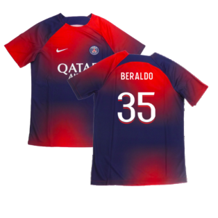 2023-2024 PSG Academy Pro Dri-FIT Pre-Match Shirt (Red) (Beraldo 35)