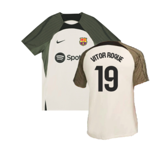 2023-2024 Barcelona Dri-Fit Strike Training Shirt (Grey) (Vitor Roque 19)