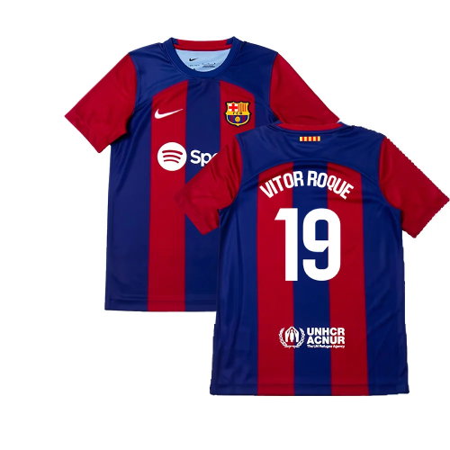 2023-2024 Barcelona Home Shirt (Kids) (Vitor Roque 19) 2023-2024 Barcelona Home Shirt (Kids) (Vitor Roque 19)