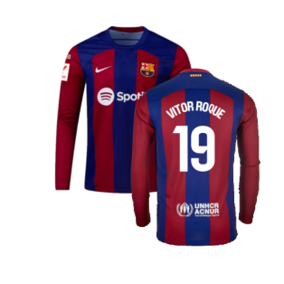 2023-2024 Barcelona Home Long Sleeve Shirt (Vitor Roque 19)