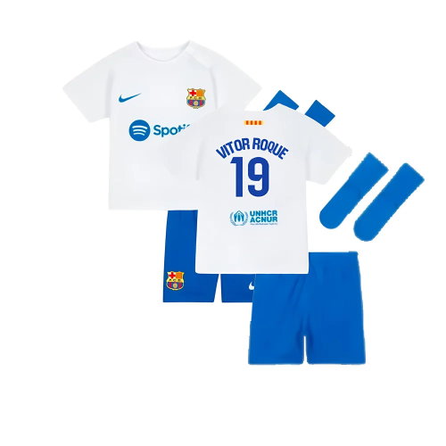 2023-2024 Barcelona Away Baby Kit (Vitor Roque 19)