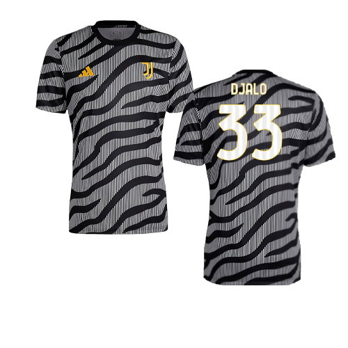 2023-2024 Juventus Pre-Match Shirt (Black) (Djalo 33)