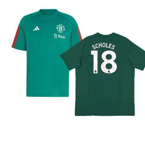 2023-2024 Man Utd Training Tee (Green) (Scholes 18)