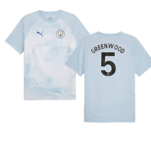 2023-2024 Man City Prematch SS Jersey (Silver Sky) (Greenwood 5)