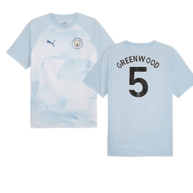 2023-2024 Man City Prematch SS Jersey (Silver Sky) (Greenwood 5)