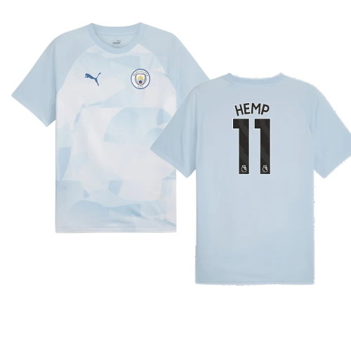 2023-2024 Man City Prematch SS Jersey (Silver Sky) (Hemp 11)