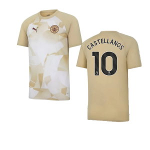 2023-2024 Man City Prematch SS Jersey (Granola) - Kids (Castellanos 10)