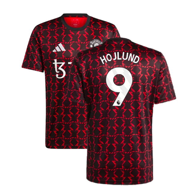 2024-2025 Man Utd Pre-Match Shirt (Black) (Hojlund 9)