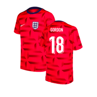 2024-2025 England Dri-FIT Pre-Match Shirt (Red) (Gordon 18)