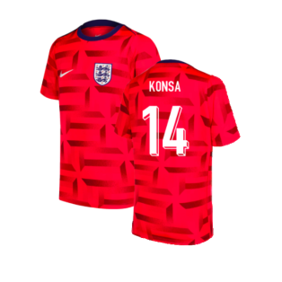 2024-2025 England Dri-FIT Pre-Match Shirt (Red) (Konsa 14)